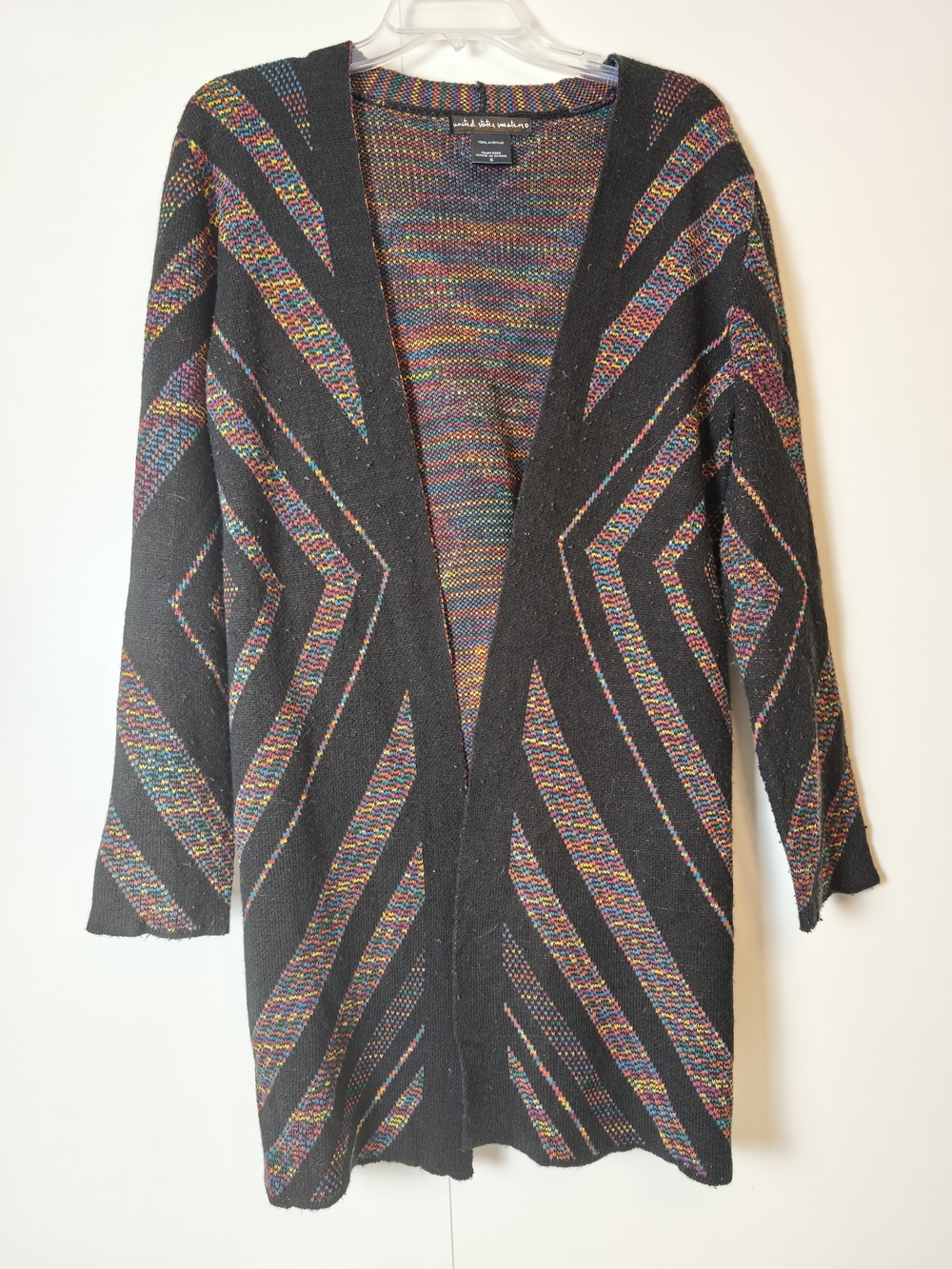 United States Sweaters Black Chevron Stripe Open Cardigan S71631 Womens Small
